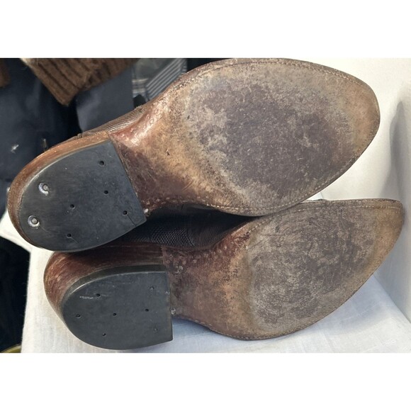Vintage Dan Post Boots Mens 8.5 Teju Lizard Skin Brown Cowboy Western 6834 - Picture 10 of 12